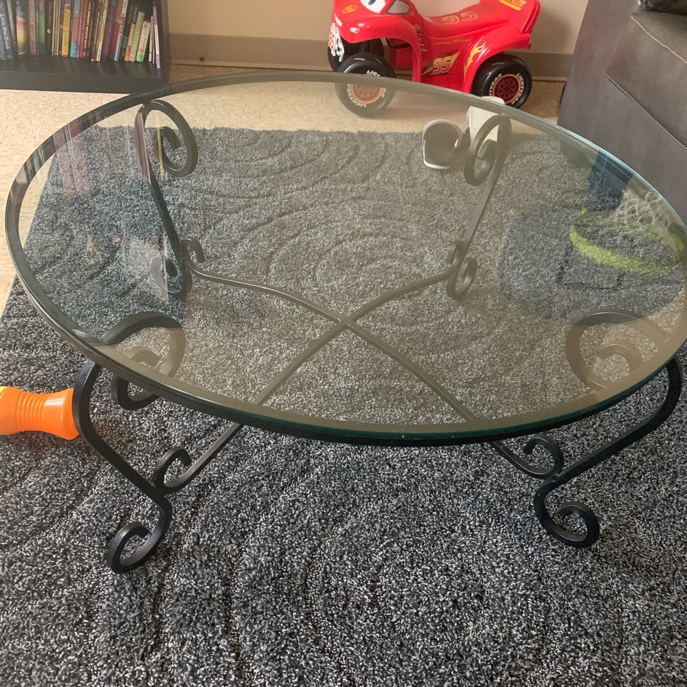 Round glass coffee table